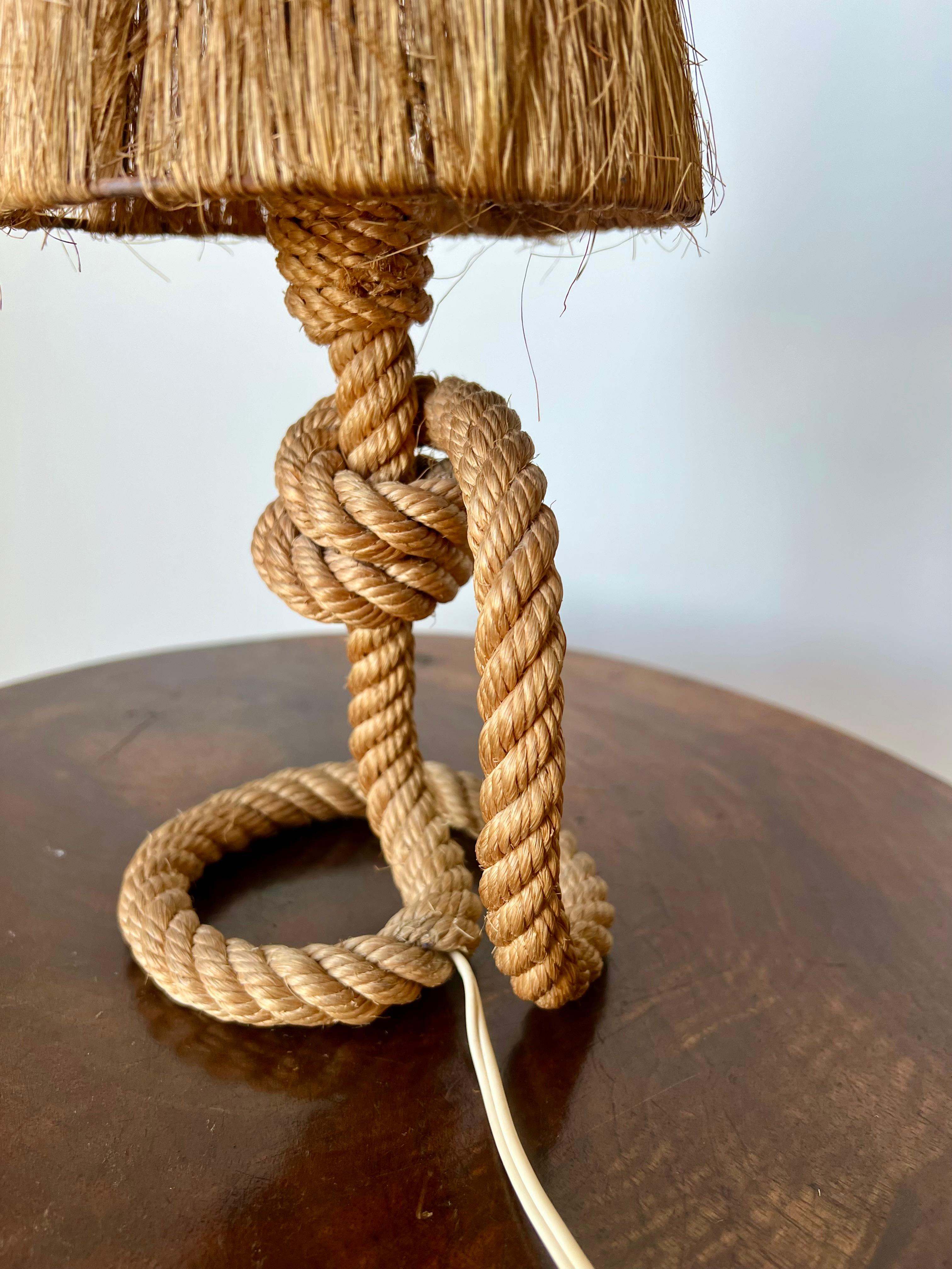 Vintage rope table lamp by Audoux & Minet, France c.1950 For Sale 2