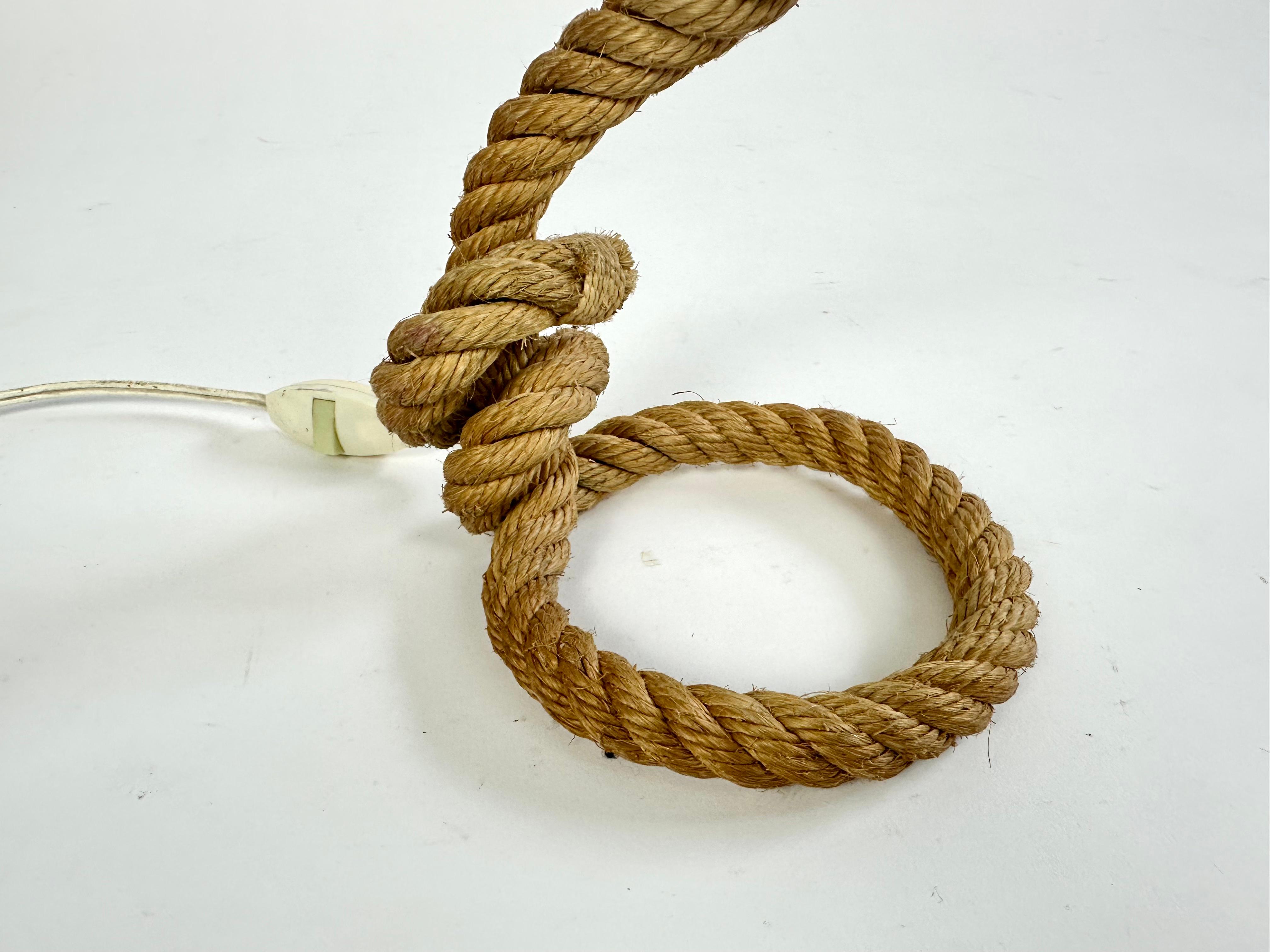 Vintage rope table lamp by Audoux Minet, France c.1950 For Sale 3