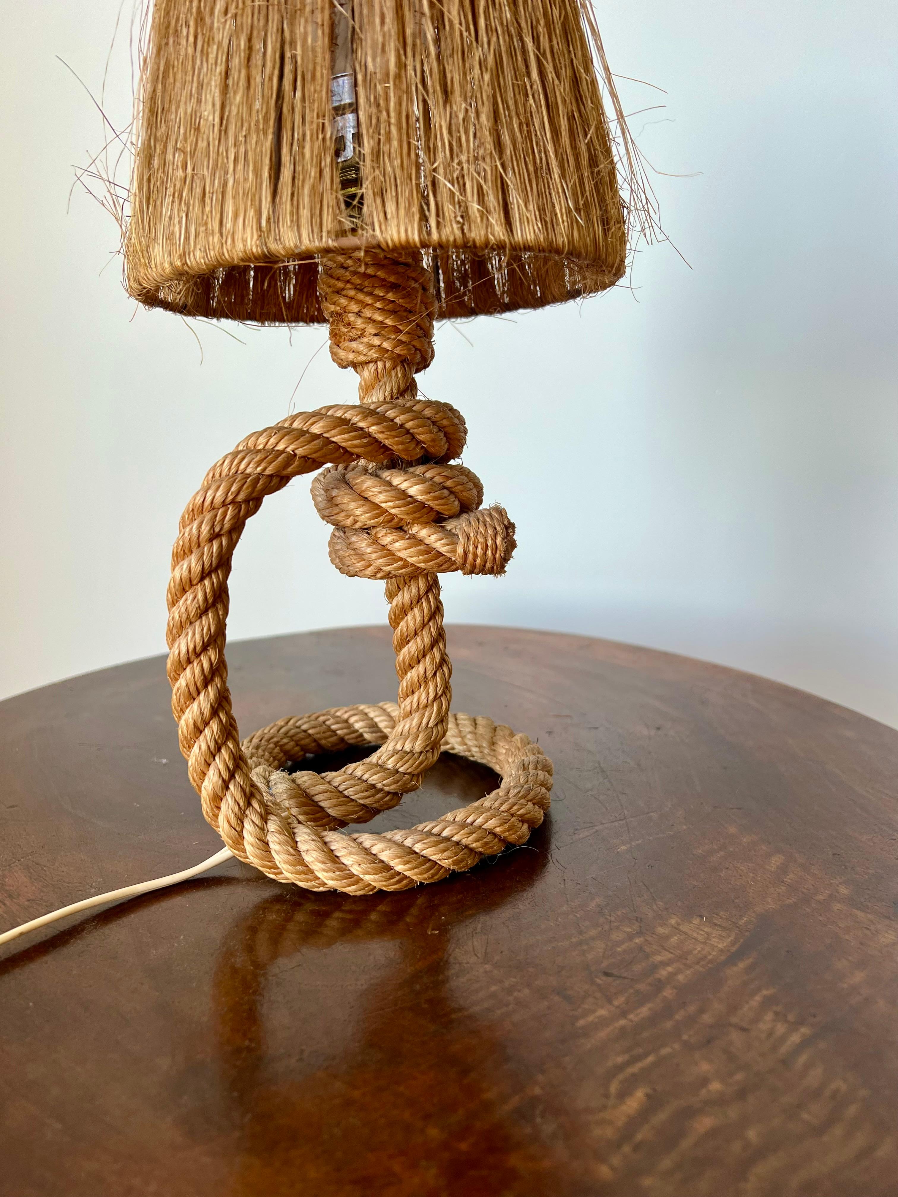 Vintage rope table lamp by Audoux & Minet, France c.1950 For Sale 3