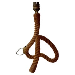 Vintage rope table lamp by Audoux Minet, France c.1950