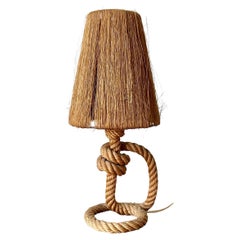 Vintage rope table lamp by Audoux & Minet, France c.1950
