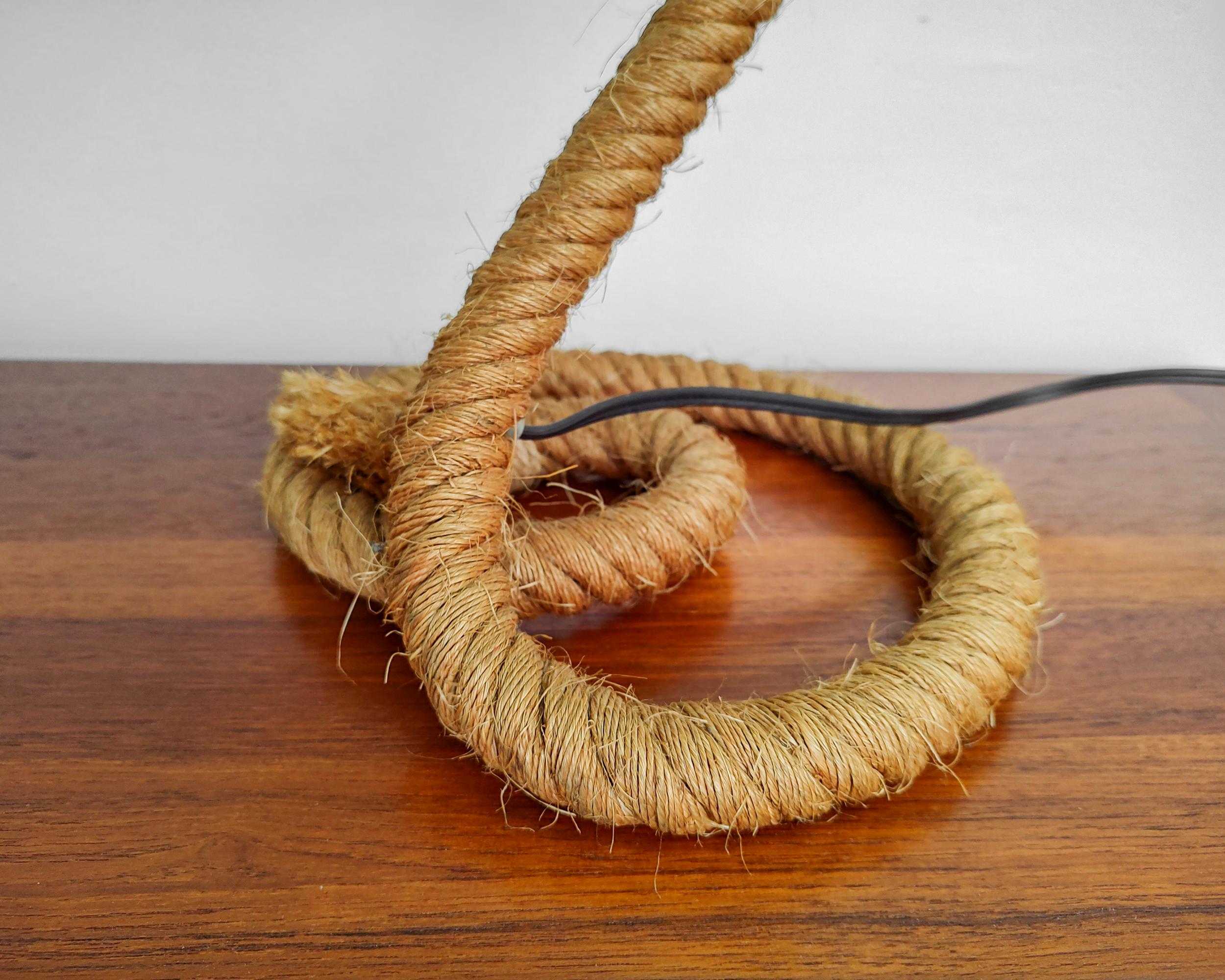 20th Century Vintage Rope Table Lamp in the Style of Audoux Minet For Sale