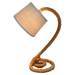 Lampe de table vintage en corde dans le style d'Audoux Minet