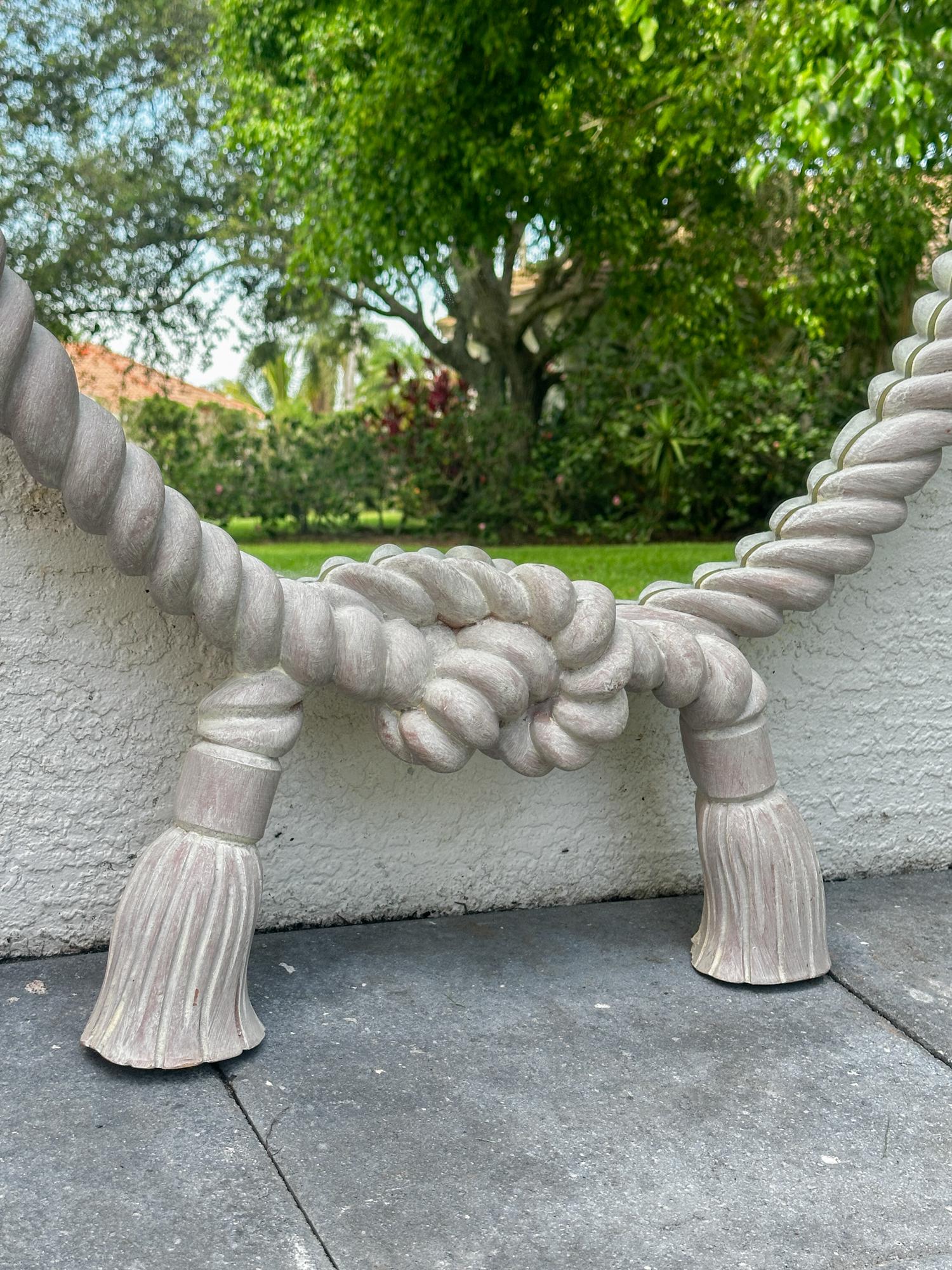 Vintage Rope-Twist-Spiegel mit Quastendetail (Hollywood Regency) im Angebot