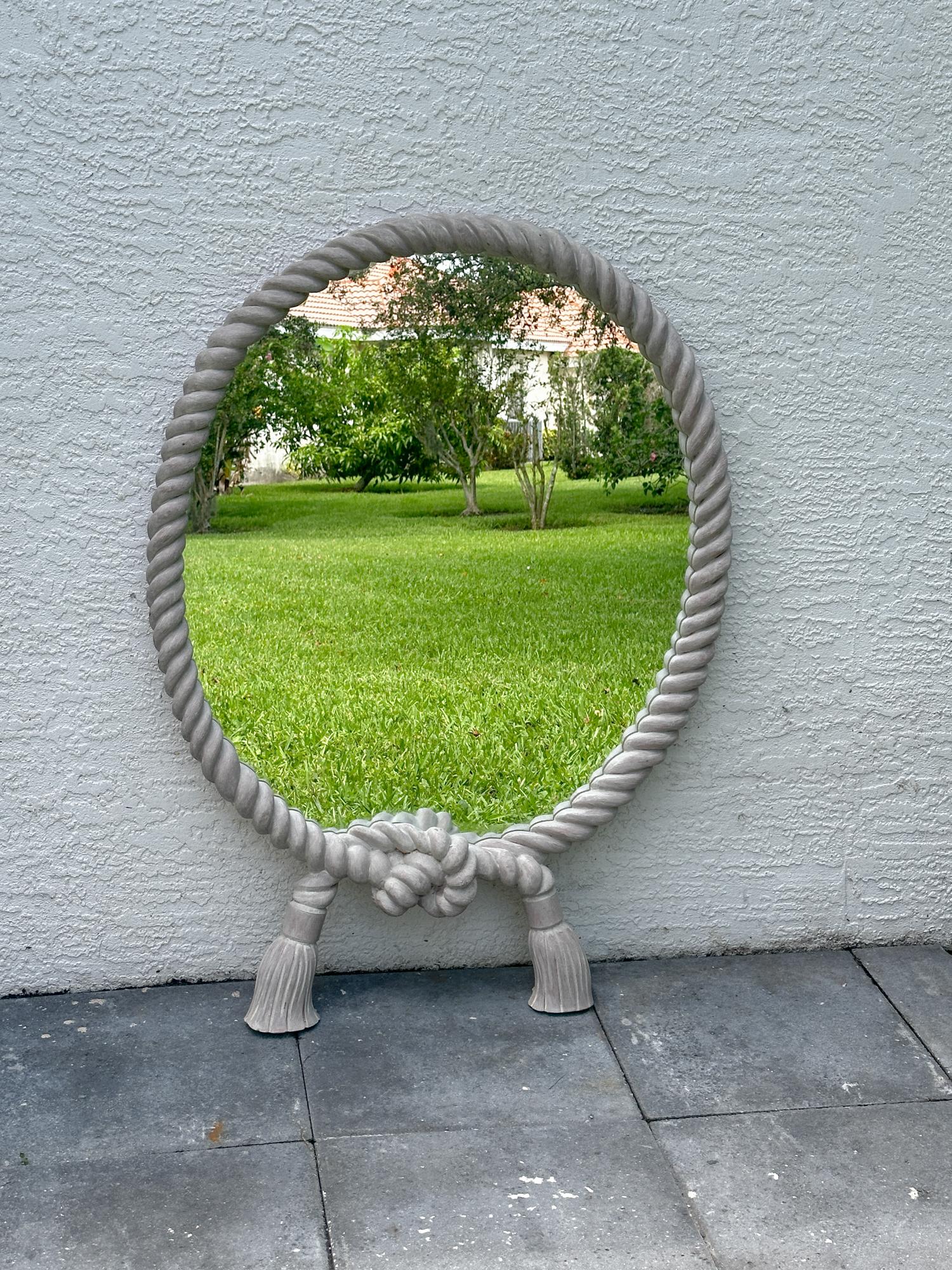 Vintage Rope-Twist-Spiegel mit Quastendetail im Zustand „Gut“ im Angebot in Sarasota, FL