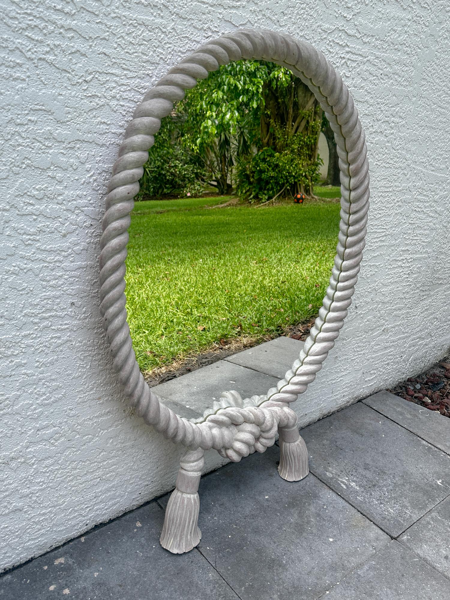 Vintage Rope-Twist-Spiegel mit Quastendetail (20. Jahrhundert) im Angebot