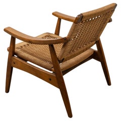 Vintage Rope Woven Lounge Chair in the style of Hans Wegner
