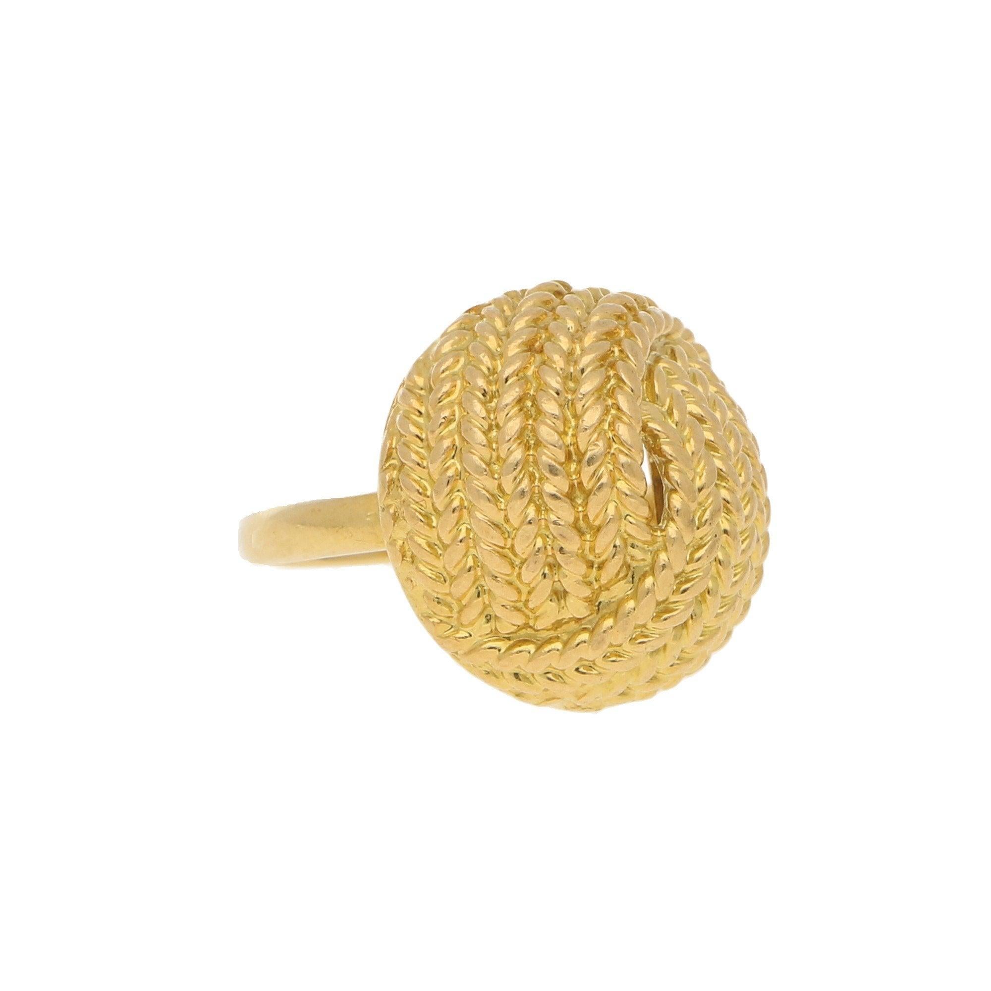 Women's or Men's Vintage Ropework Knot Cocktail Ring in 18ct Yellow Gold