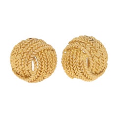 vintage ear clips Vintage Ropework Knot Ear Clips in Yellow Gold