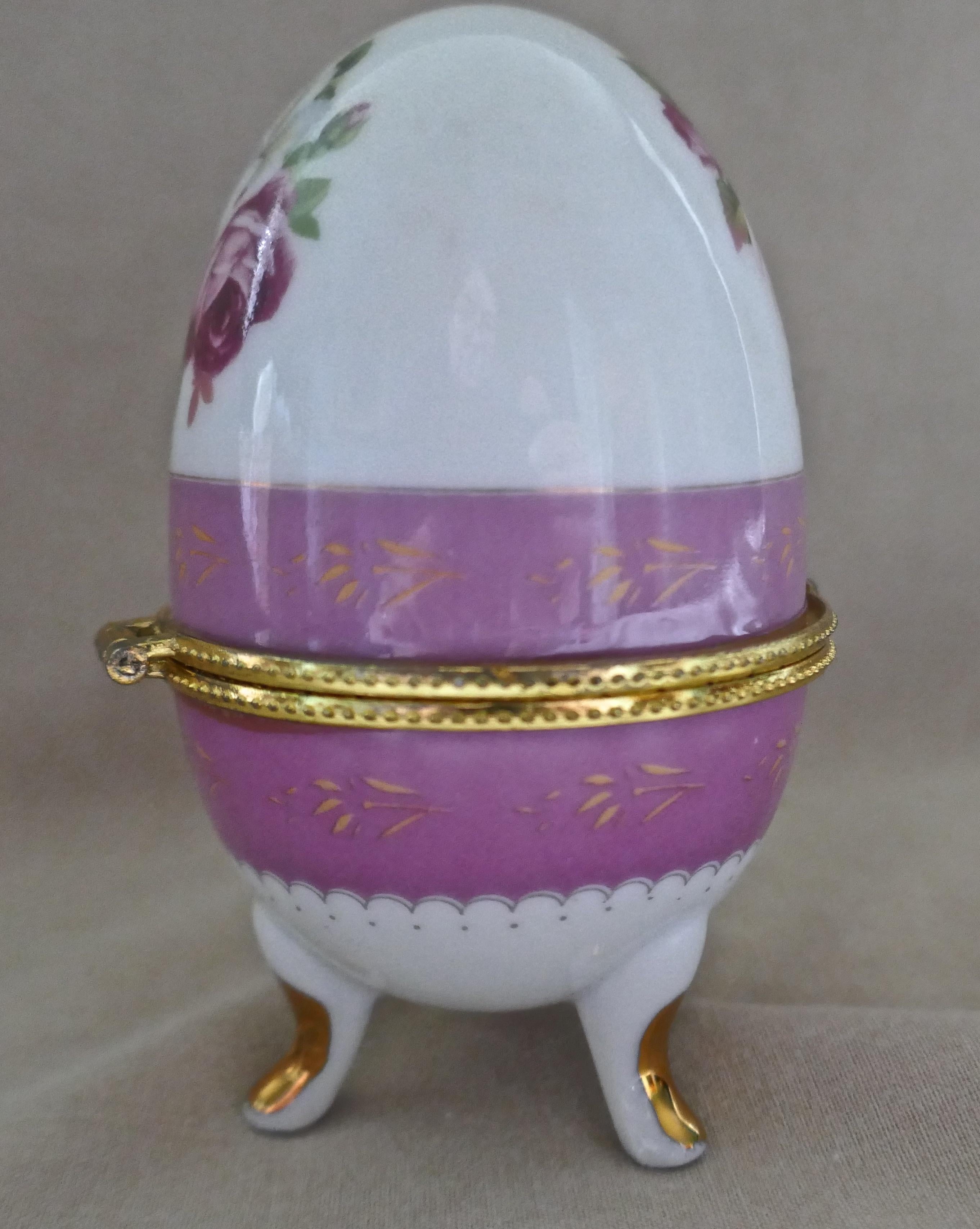 vintage porcelain egg trinket box