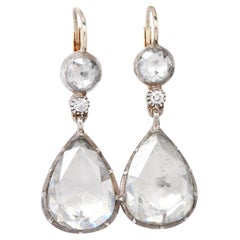 Pendants d'oreilles vintage en or avec diamants taille rose de 7,80 carats