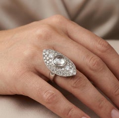 Vintage Rose Cut and Brilliant Cut Diamond Cluster Ring