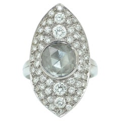 Vintage Rose Cut and Brilliant Cut Diamond Cluster Ring