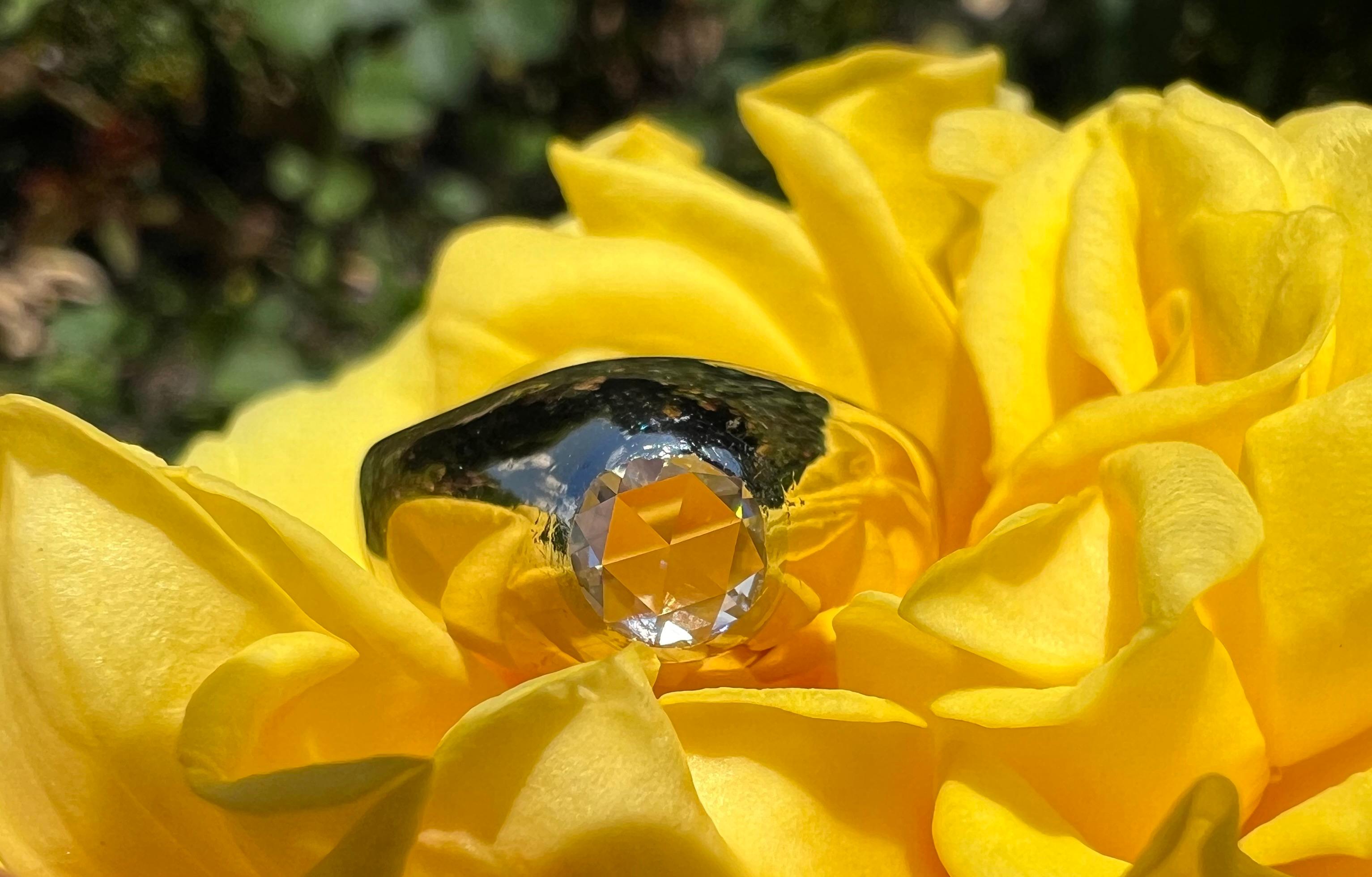 Zigeunerring mit Rosenschliff und Diamant aus 18k Gold () 2