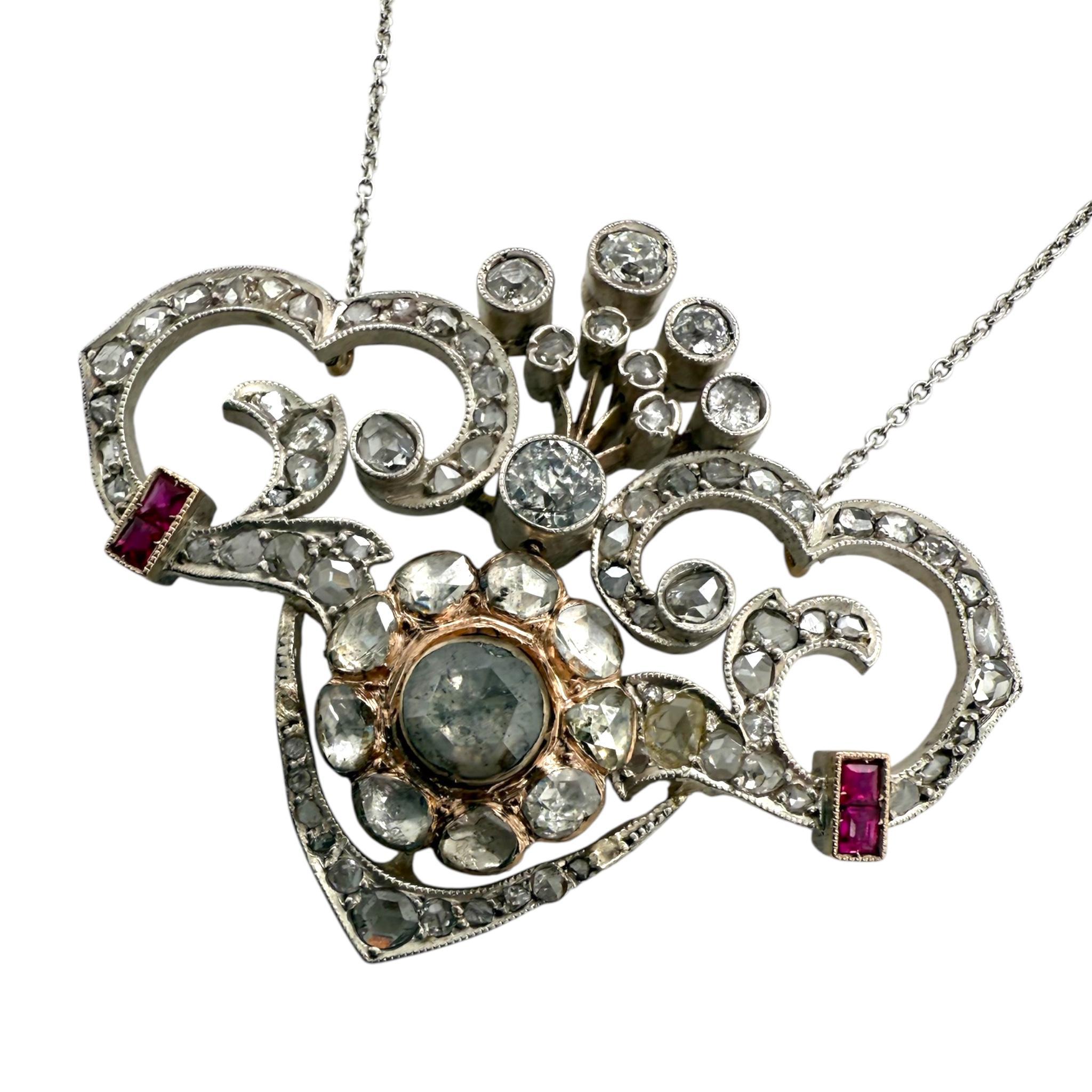 Vintage Rose Cut Diamond Conversion Halskette (Rosenschliff) im Angebot
