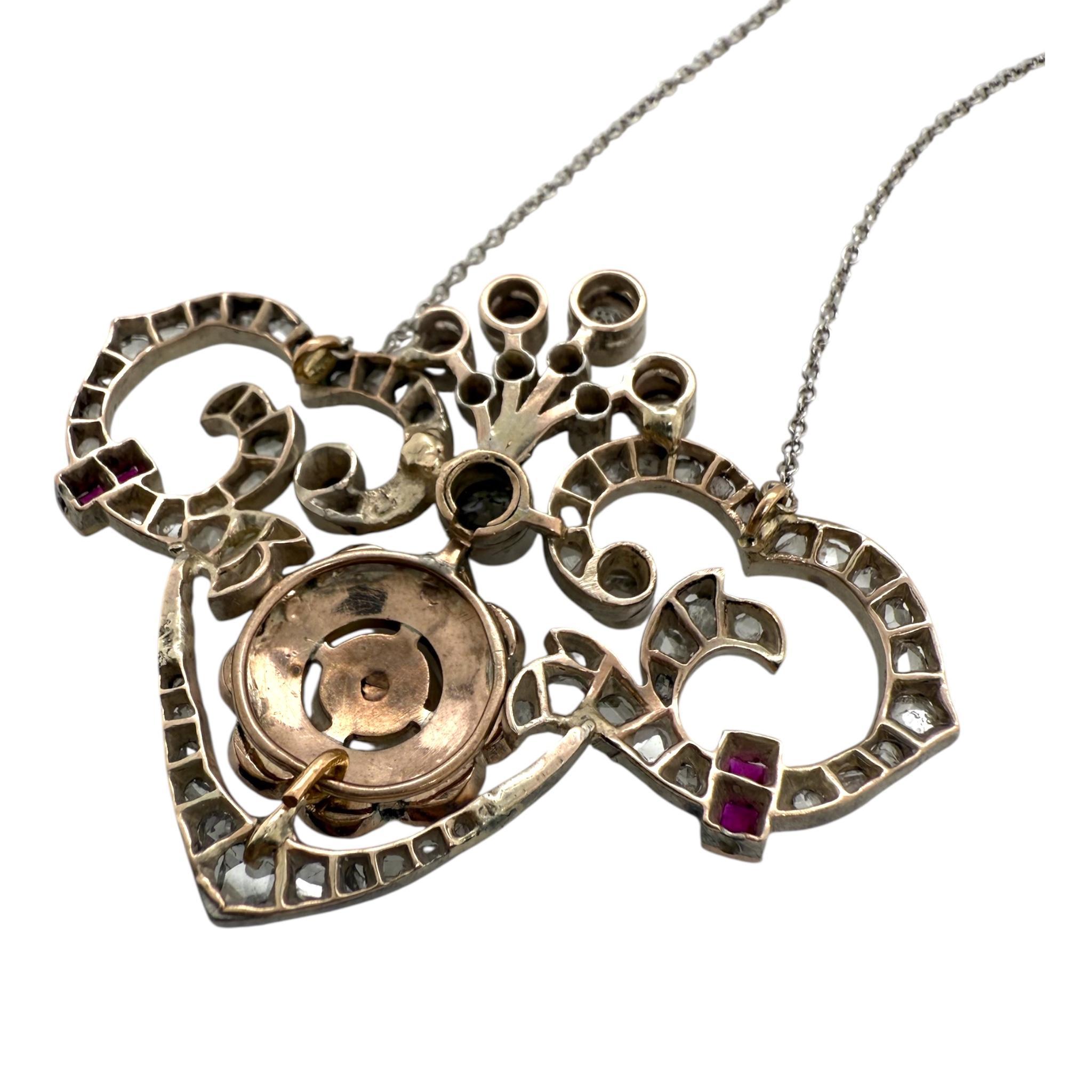 Vintage Rose Cut Diamond Conversion Halskette im Angebot 2