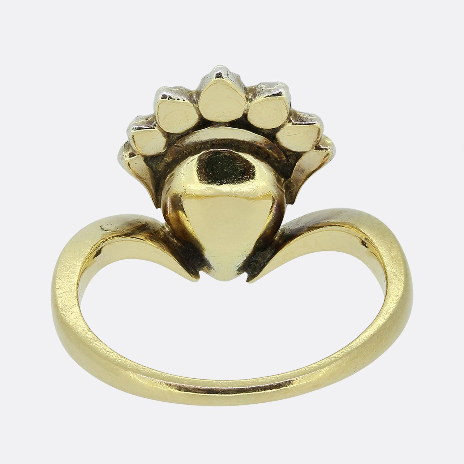 Women's Vintage Rose Cut Diamond Crown Ring For Sale
