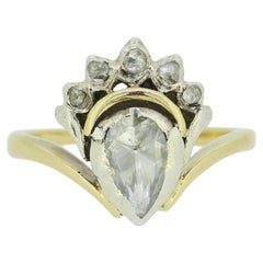 Vintage Rose Cut Diamond Crown Ring