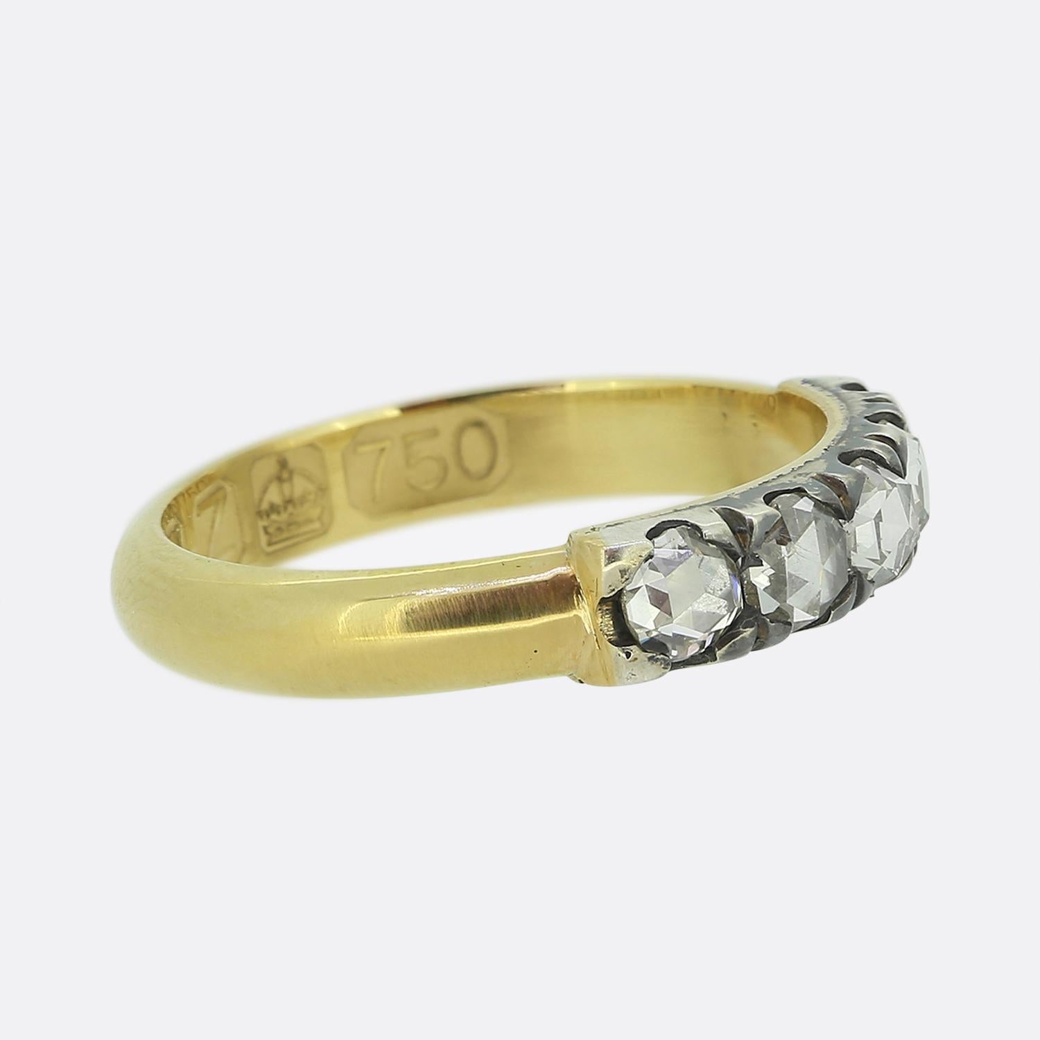 Vintage Rose Cut Diamond Five-Stone Ring In Good Condition For Sale In London, GB