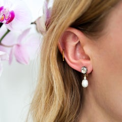 Vintage Rose Cut Diamond, Pearl, Silver and Gold Earrings, Circa 1936