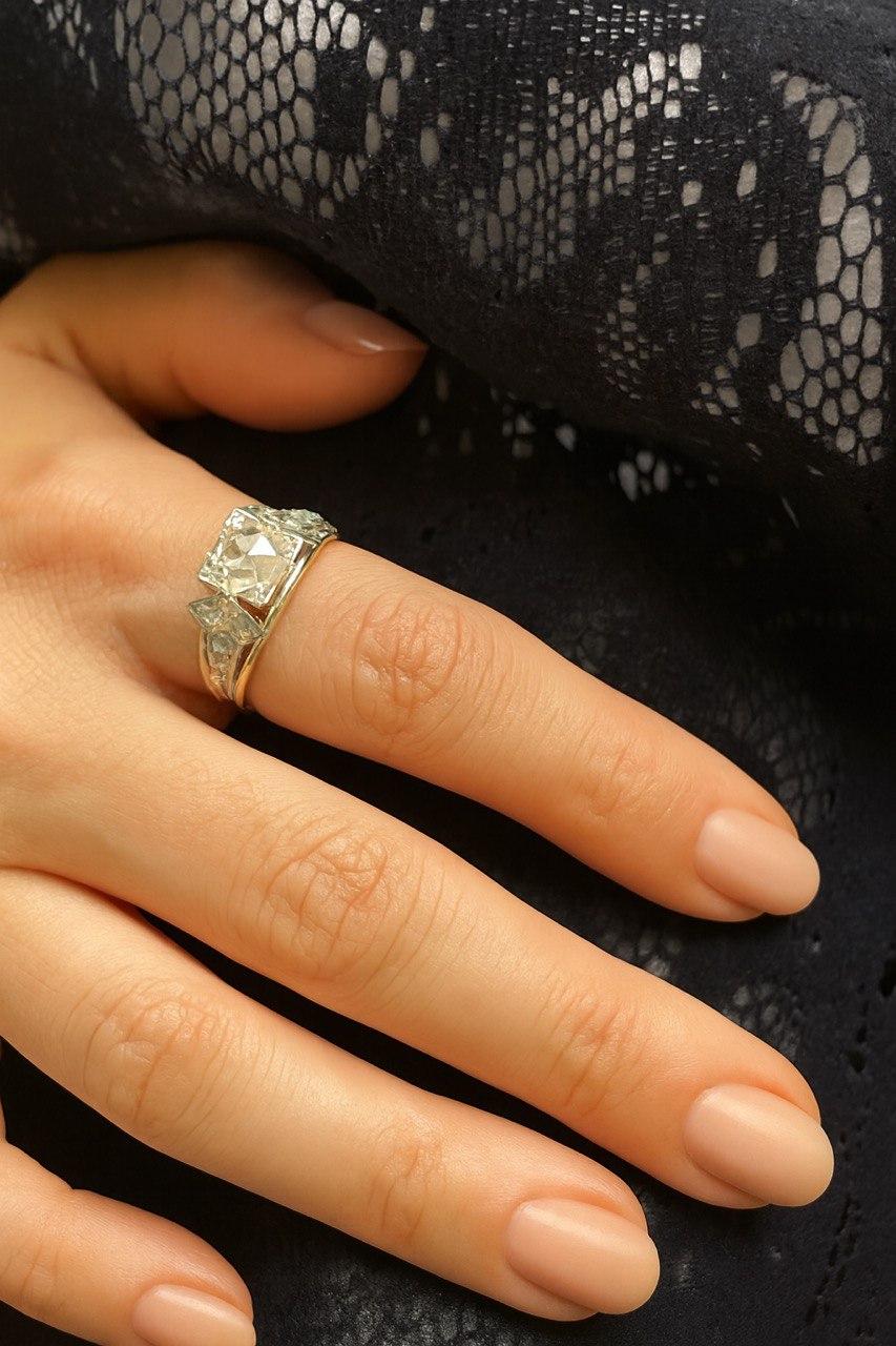 Diamantring im Rosenschliff. (Rose Cut) im Angebot