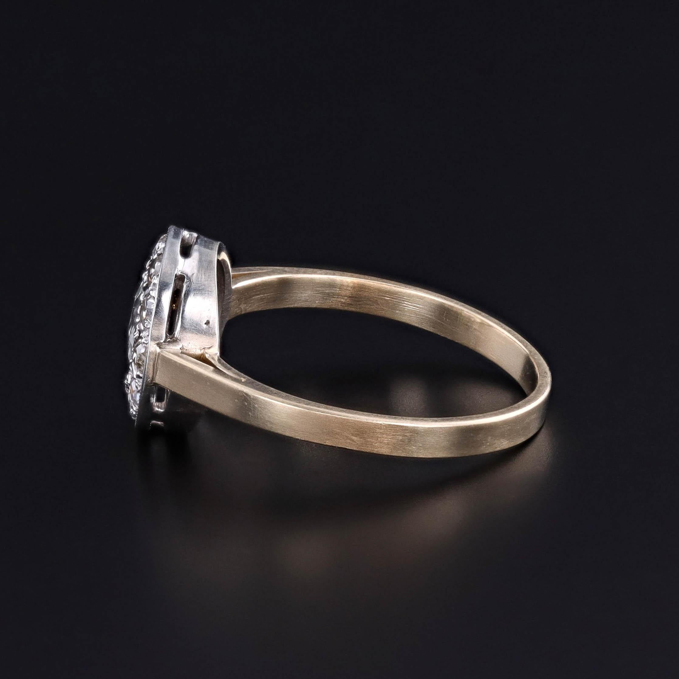 Art déco Bague vintage en or 14k et 18k avec diamant taillé en rose en vente