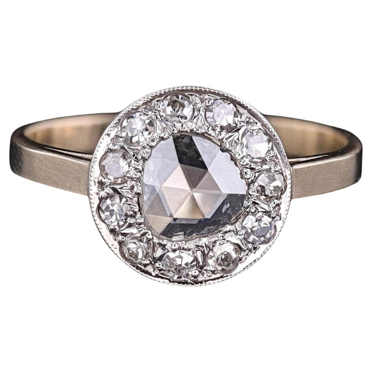 Anello vintage con diamante taglio rosa in oro 14 e 18 carati in