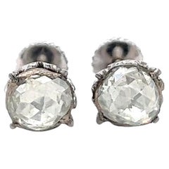 Vintage-Ohrstecker aus 14 Karat Weißgold mit Diamant im Rosenschliff