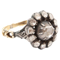 Vintage Rose Cut Diamanten 14K Gold und Silber Ring