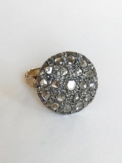 Vintage rose cut diamonds 18k and silver Gold Ring