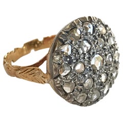 Vintage rose cut diamonds 18k and silver Gold Ring