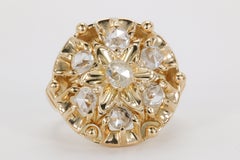 Vintage Rose Cut Diamonds in 18K Yellow Gold Cocktail Ring
