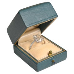 Vintage Rose Cut Engagement Ring. GIA 2.1ct Diamond Micro-pave Accent Ring H VS2