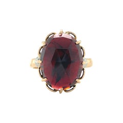 Vintage Rose Cut Garnet Cocktail Ring, 18 Karat Rose Gold