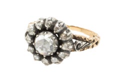 Vintage rose diamond ring in silver and gold