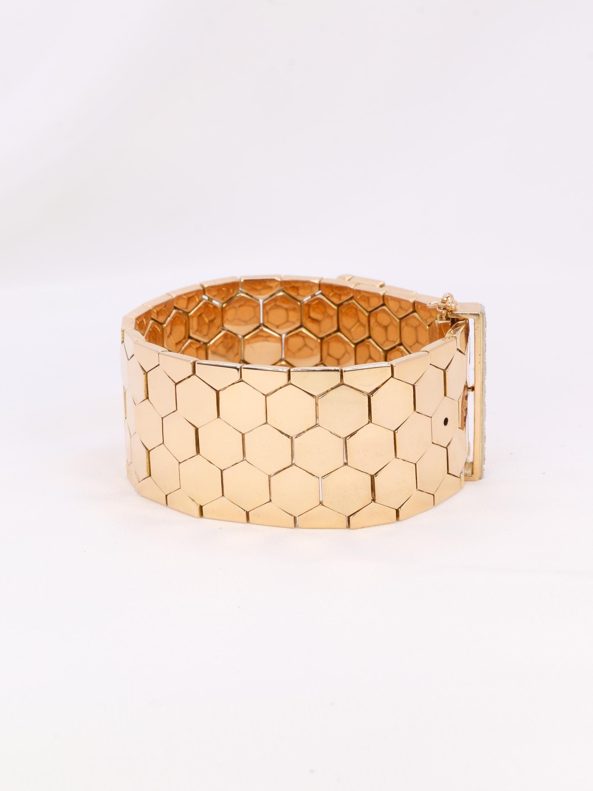 Pulsera vintage de oro rosa con diamantes en venta 6