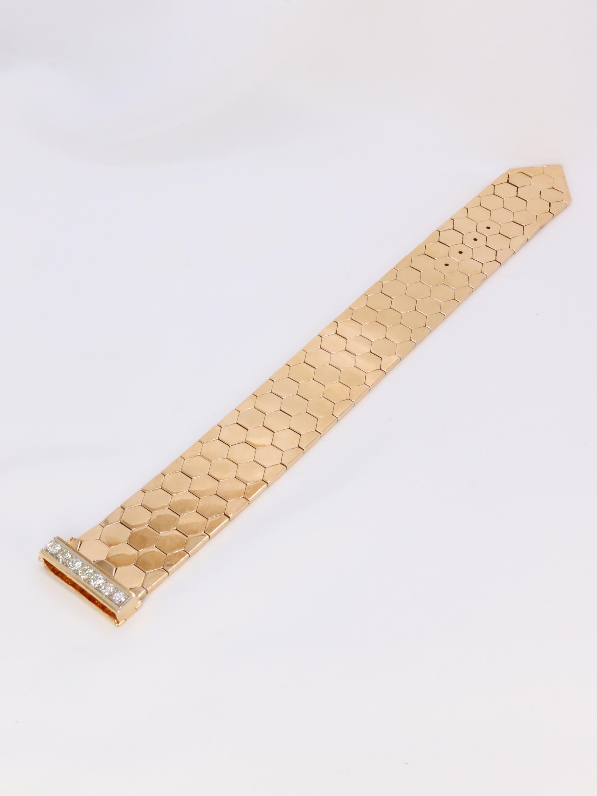 De las mujeres Pulsera vintage de oro rosa con diamantes en venta
