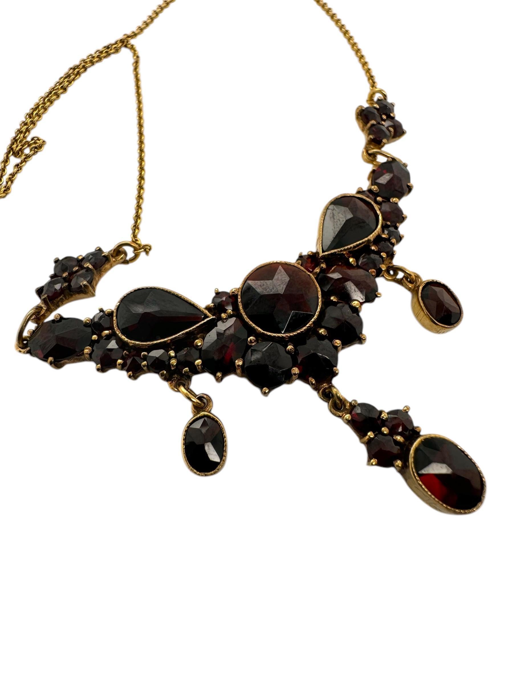 Women's Vintage Rose Gold Garnet Necklace For Sale