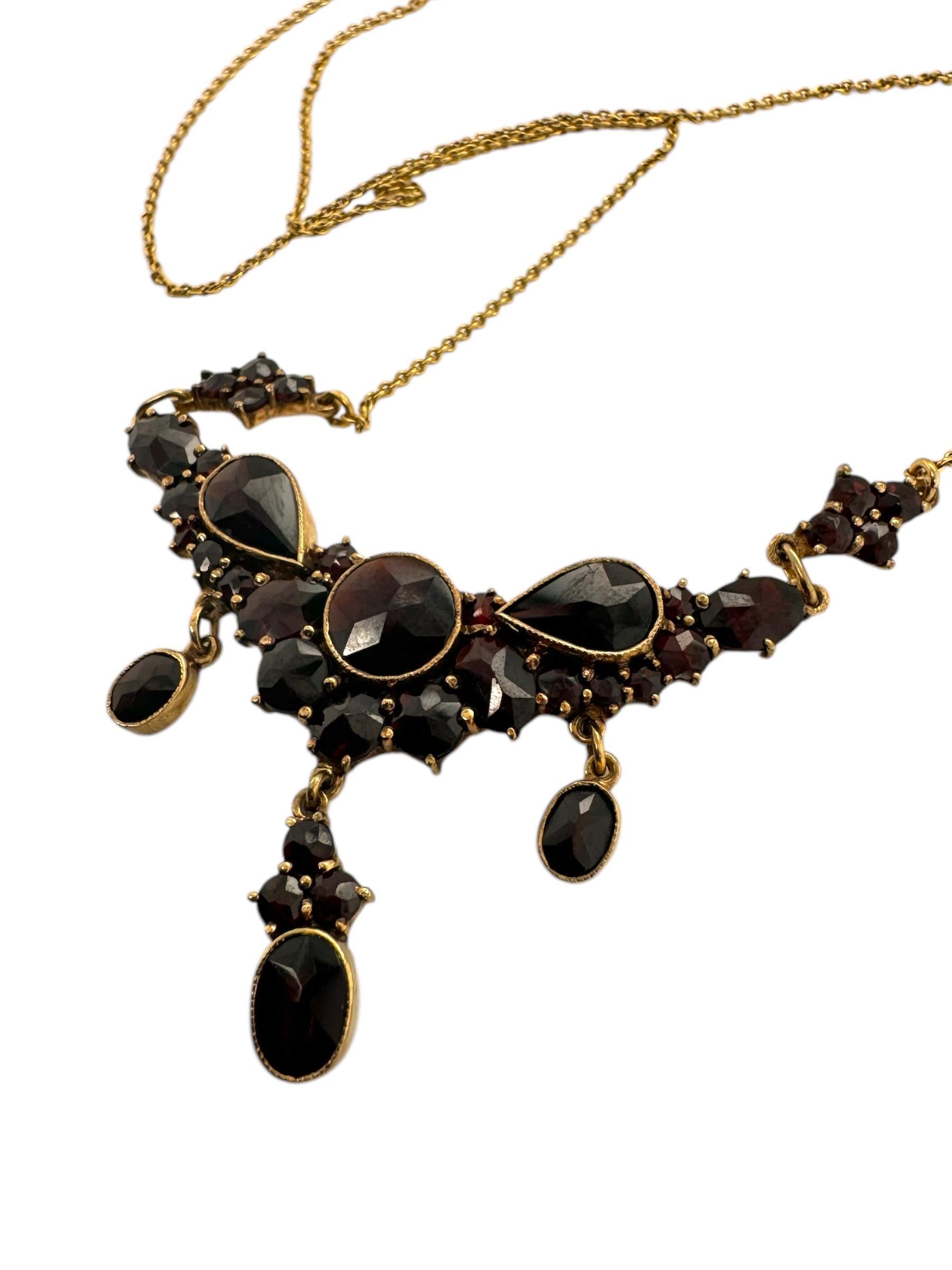 Vintage Rose Gold Garnet Necklace For Sale 1