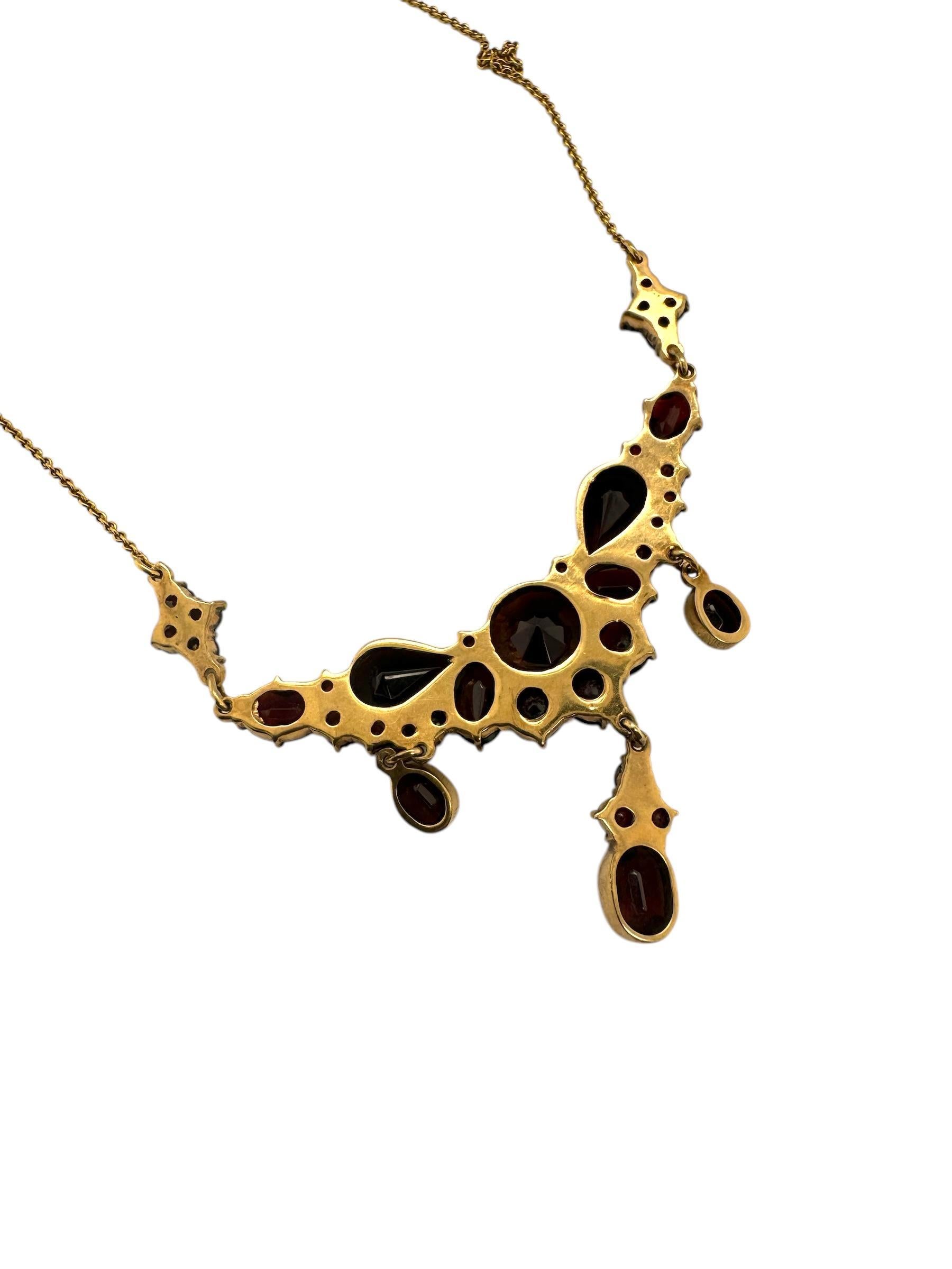 Vintage Rose Gold Garnet Necklace For Sale 2