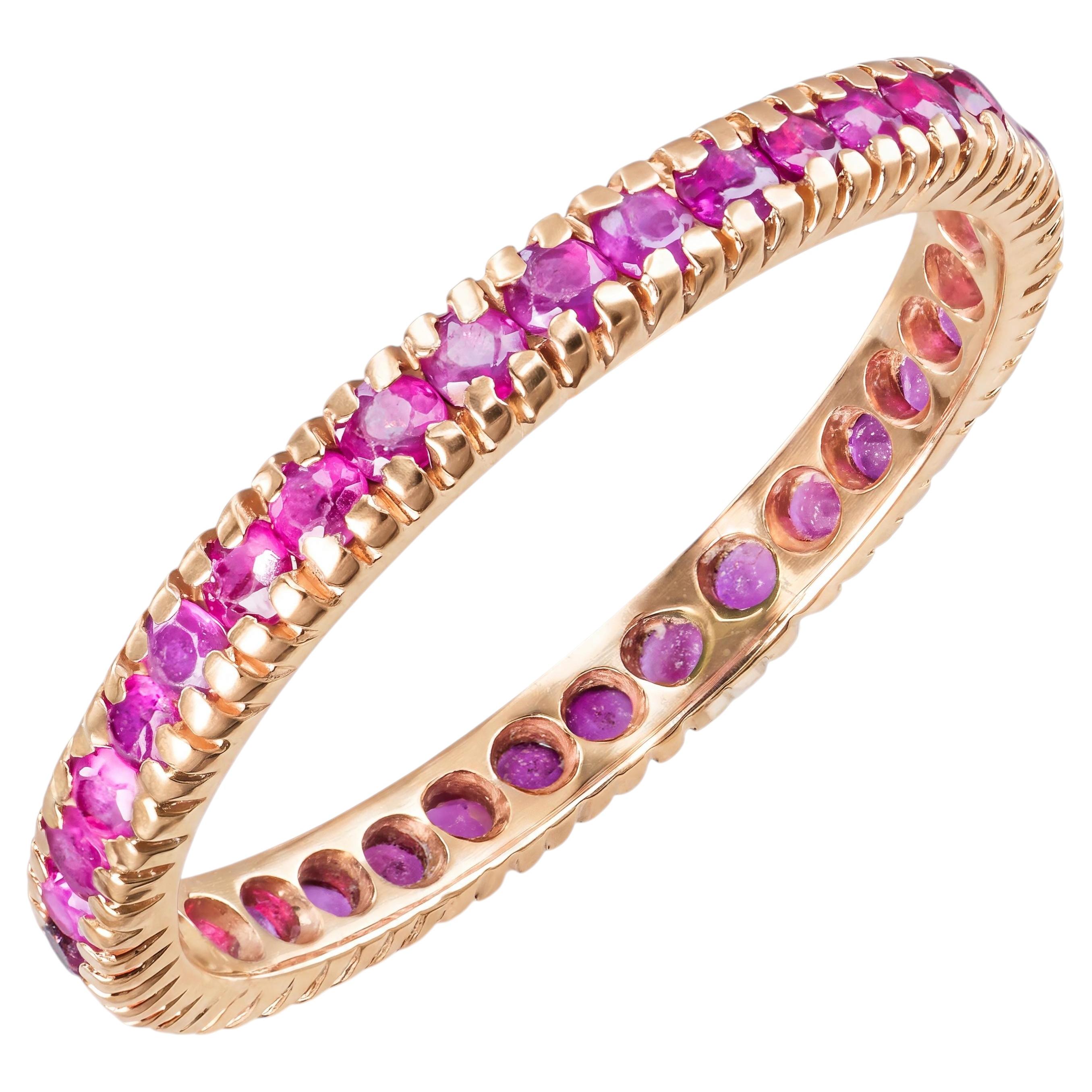 Vintage Rose Gold Pink Sapphire Eternity Band
