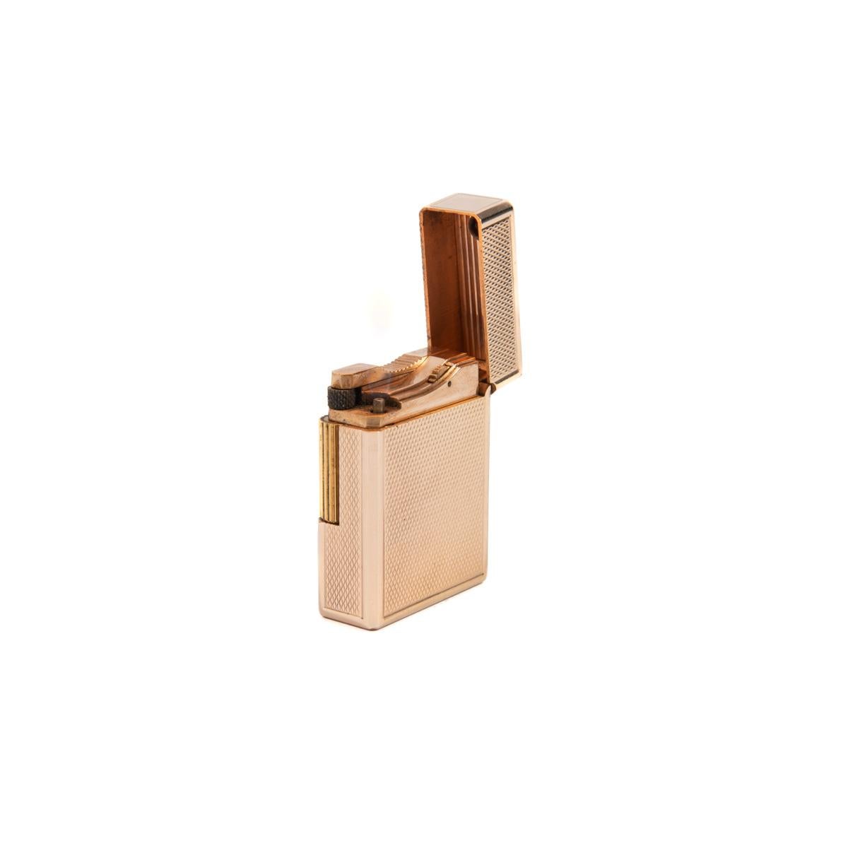 Vintage Rose Gold Plated Ligne 1 ST Dupont Lighter diamond-cut 1970s 3