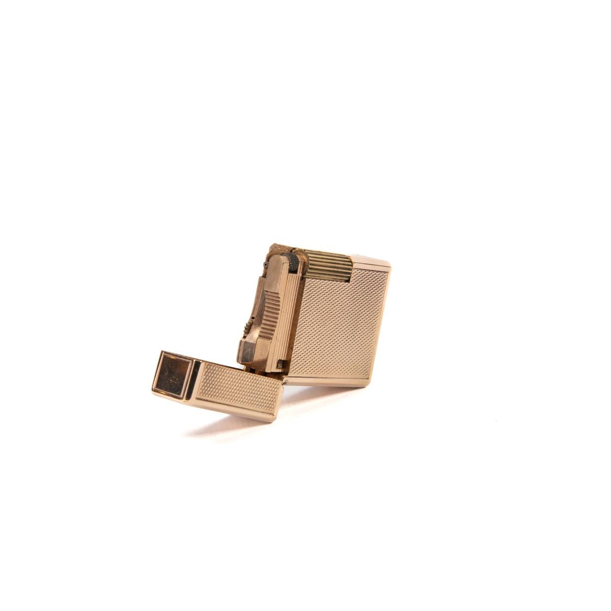Vintage Rose Gold Plated Ligne 1 ST Dupont Lighter diamond-cut 1970s 4