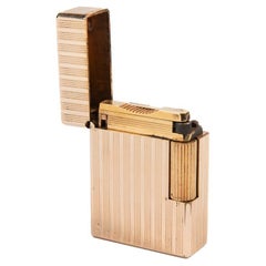 Vintage Rose Gold Plated Ligne 1 ST Dupont Lighter Vertical-lines 1970s