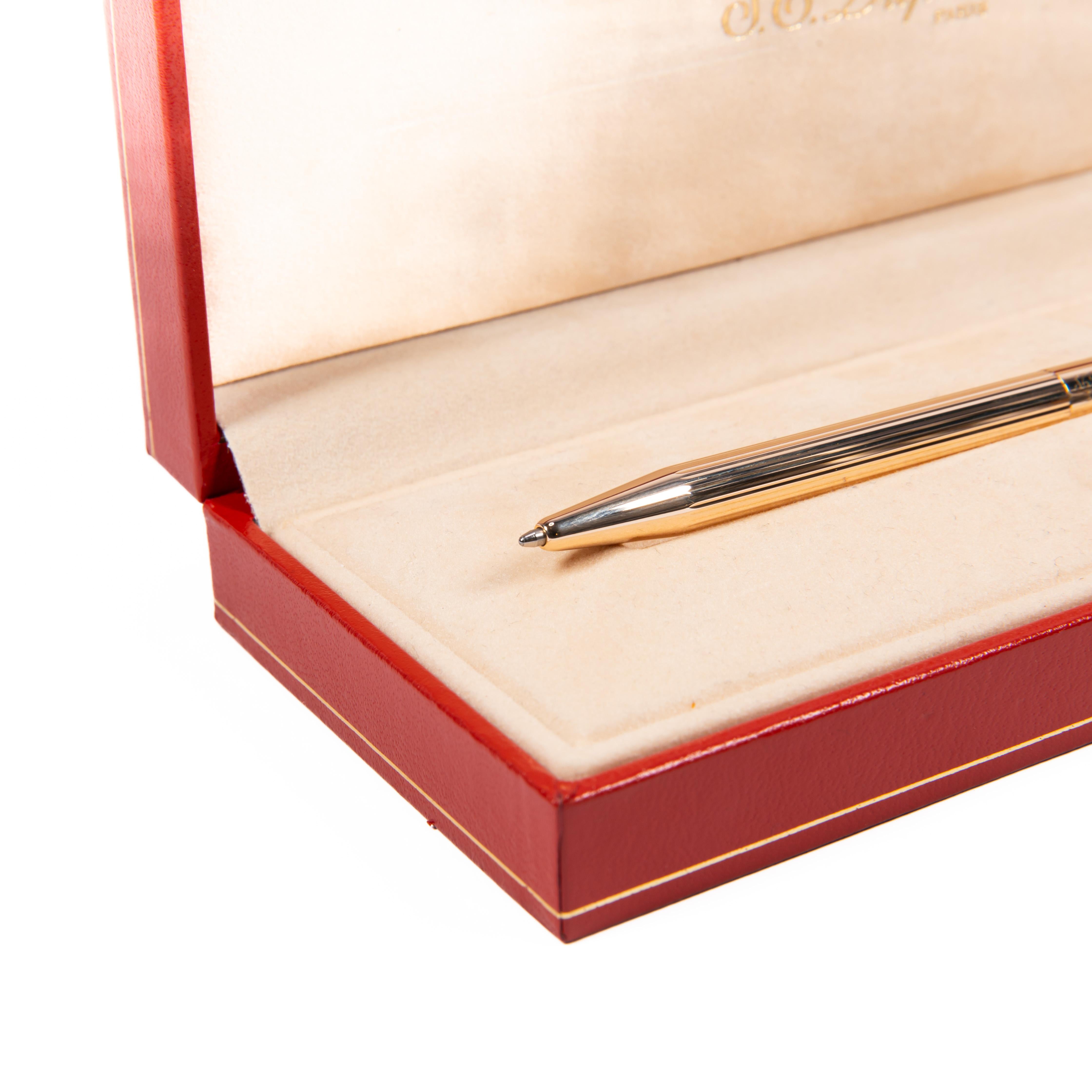 Vintage Rose Gold Plated S.T. DUPONT Classique Stylo à bille dans sa boîte 1980 en vente 2