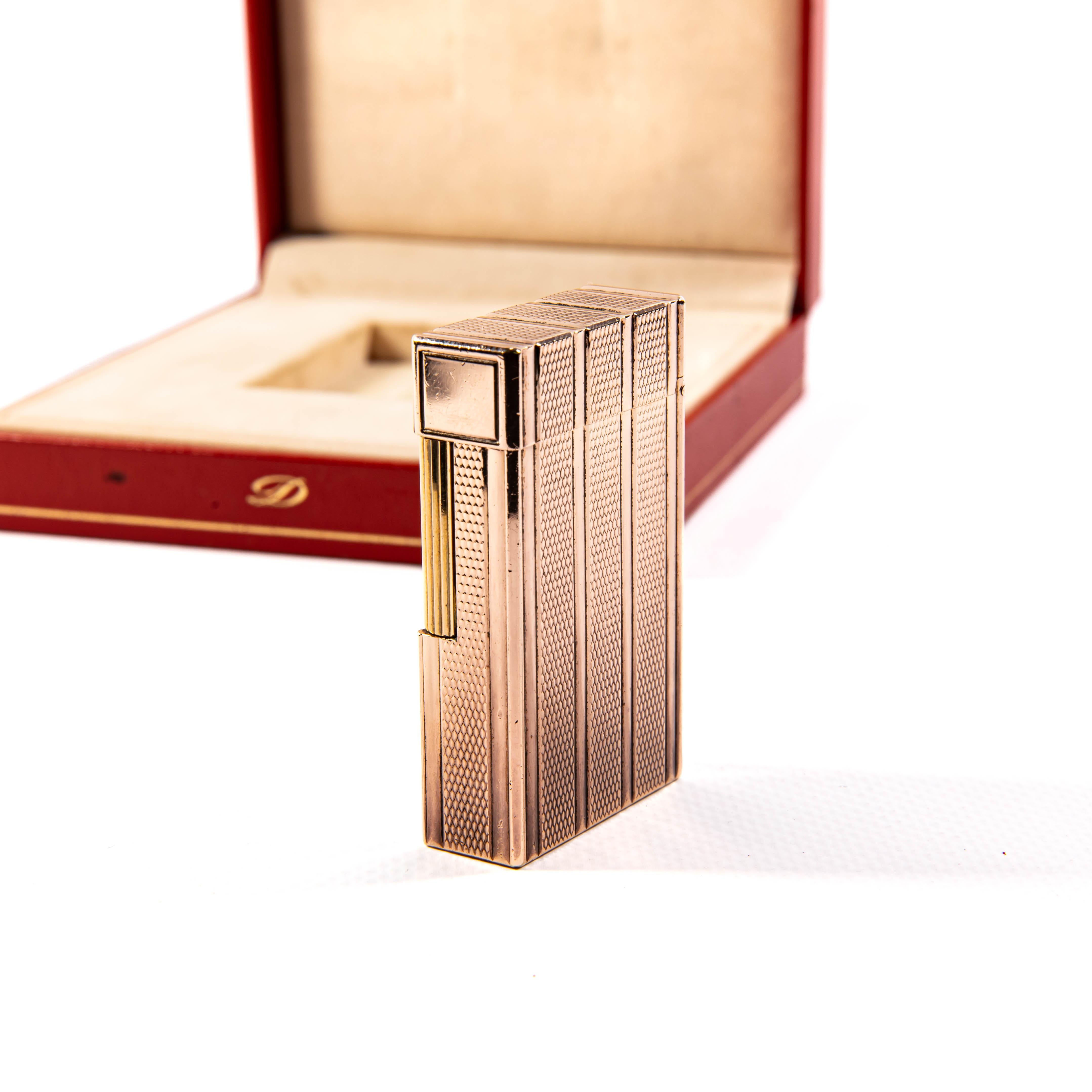 Women's or Men's Vintage Rose Gold Plated S.T. DUPONT Ligne 1 BR Regular Lighter 1991 For Sale