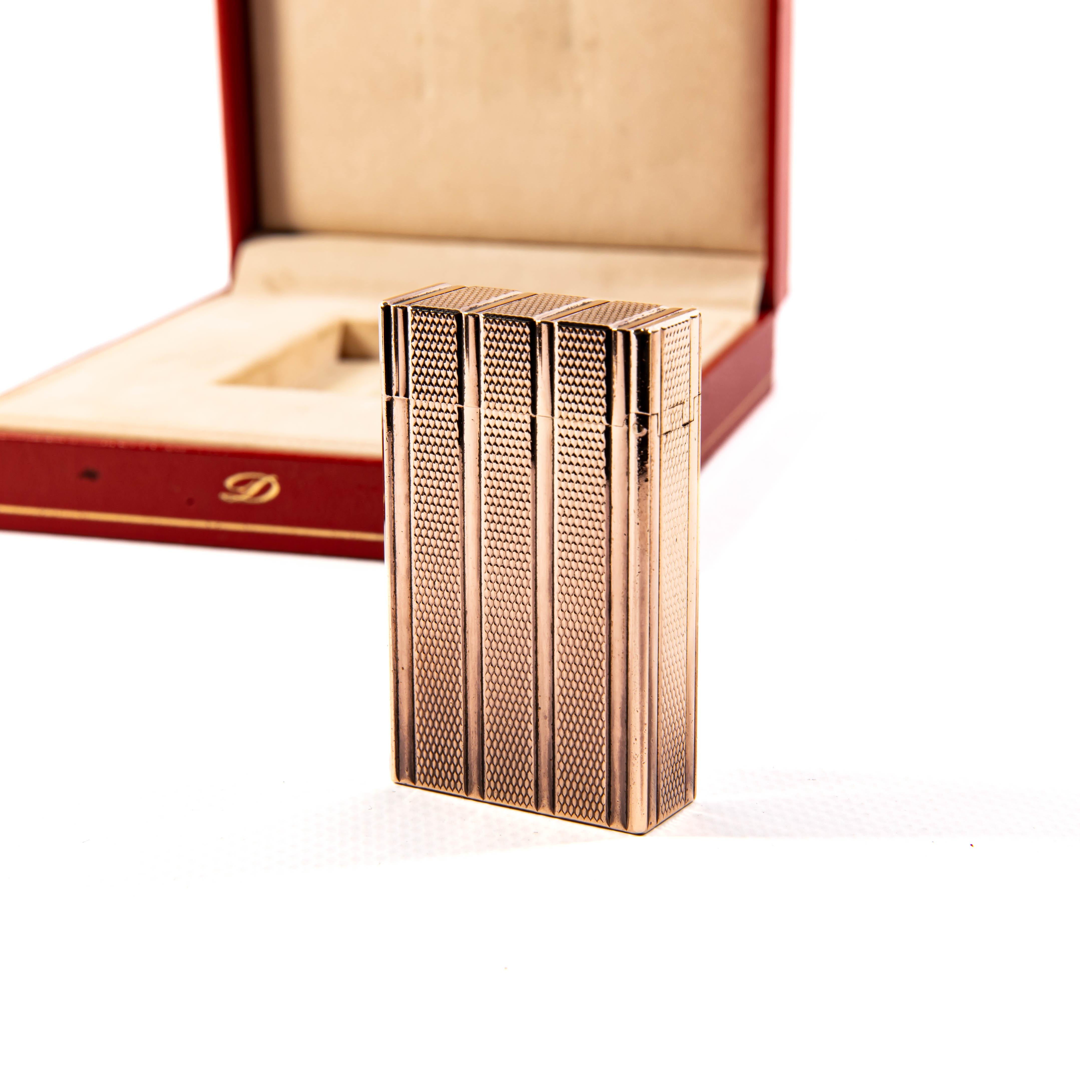 Vintage Rose Gold Plated S.T. DUPONT Ligne 1 BR Regular Lighter 1991 For Sale 1