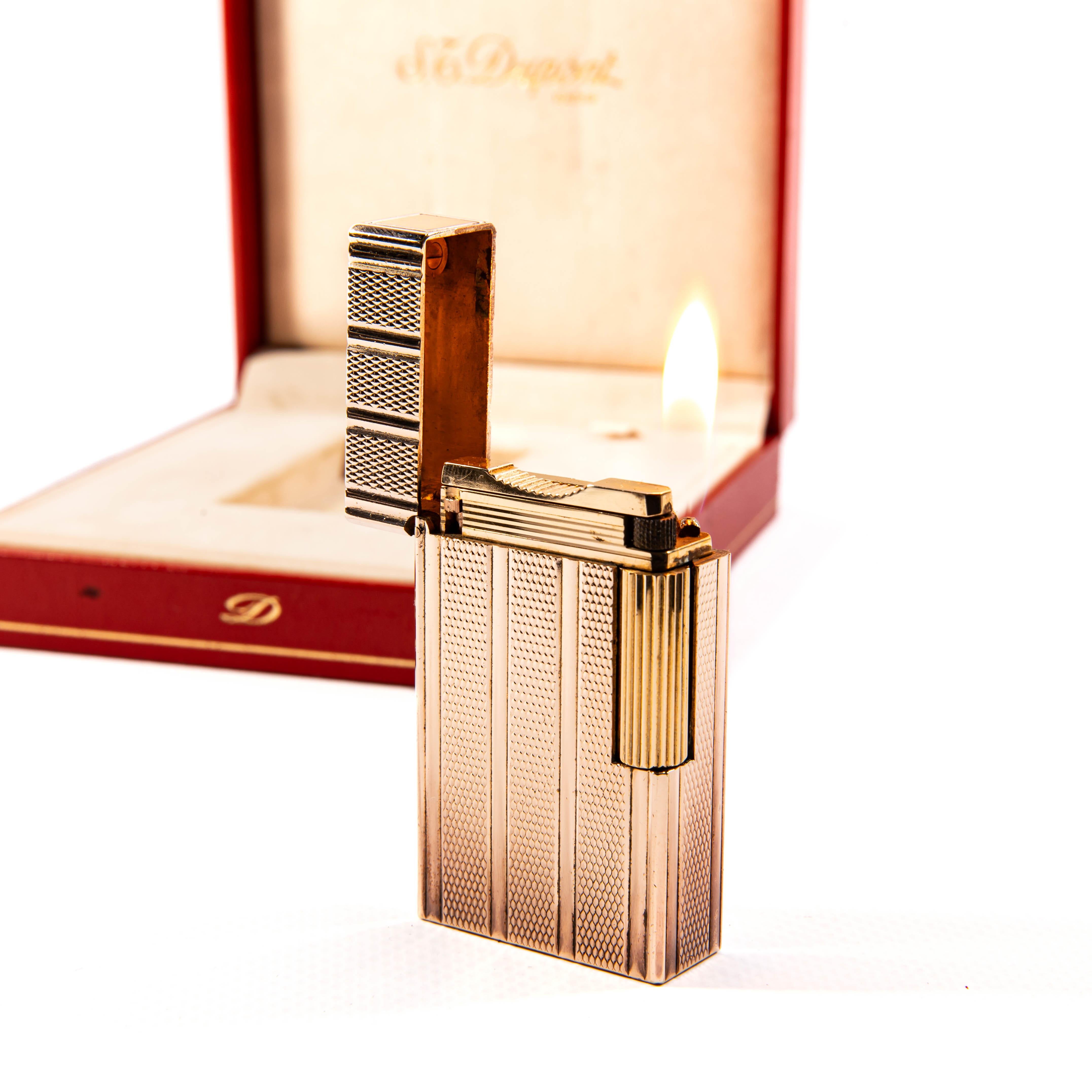 Vintage Rose Gold Plated S.T. DUPONT Ligne 1 BR Regular Lighter 1991 For Sale 3
