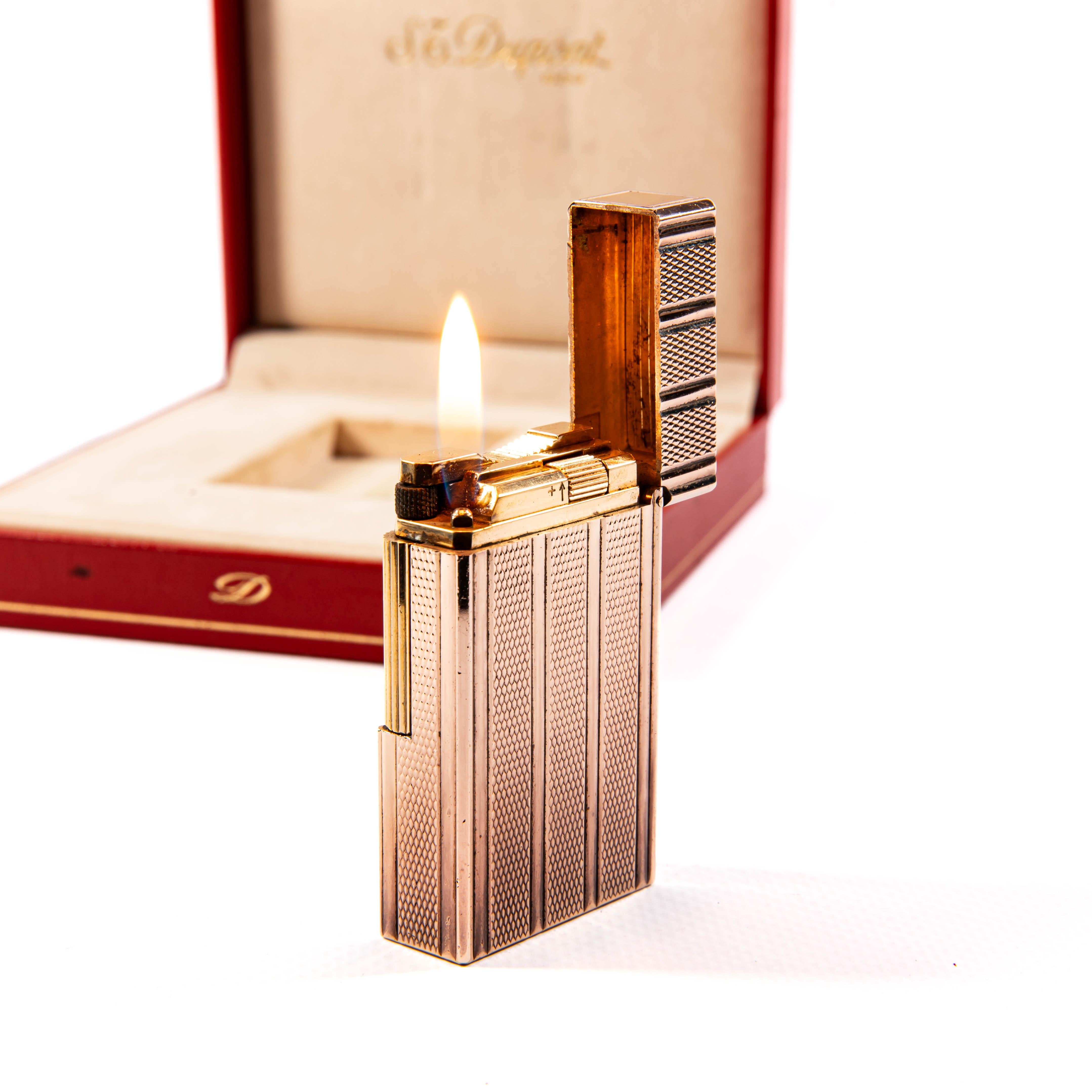 Vintage Rose Gold Plated S.T. DUPONT Ligne 1 BR Regular Lighter 1991 For Sale 4
