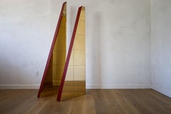 Vintage Rose Gold Pyramid Mirrors, circa 1970s-80s